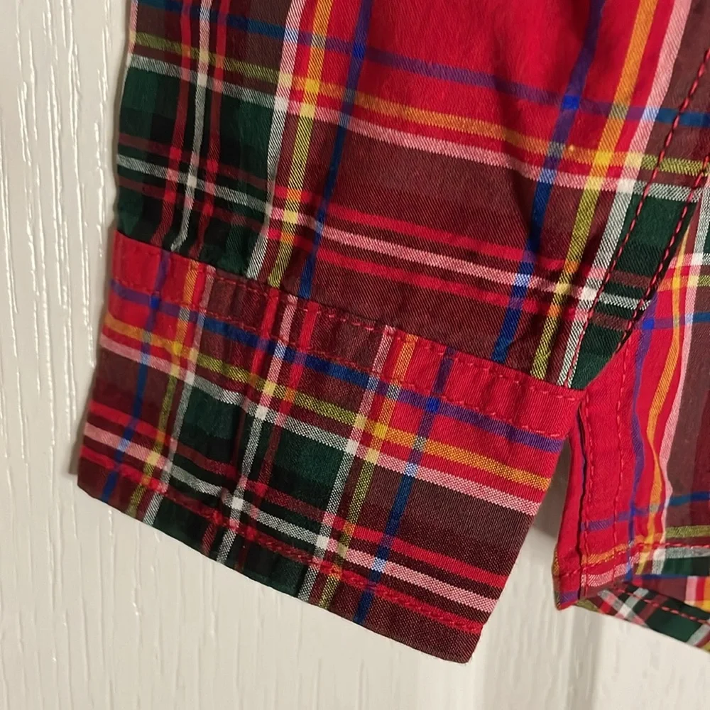 THE CHILDREN’S PLACE Plaid Button-Up Shirt, Boys Size 7/8, Red Green